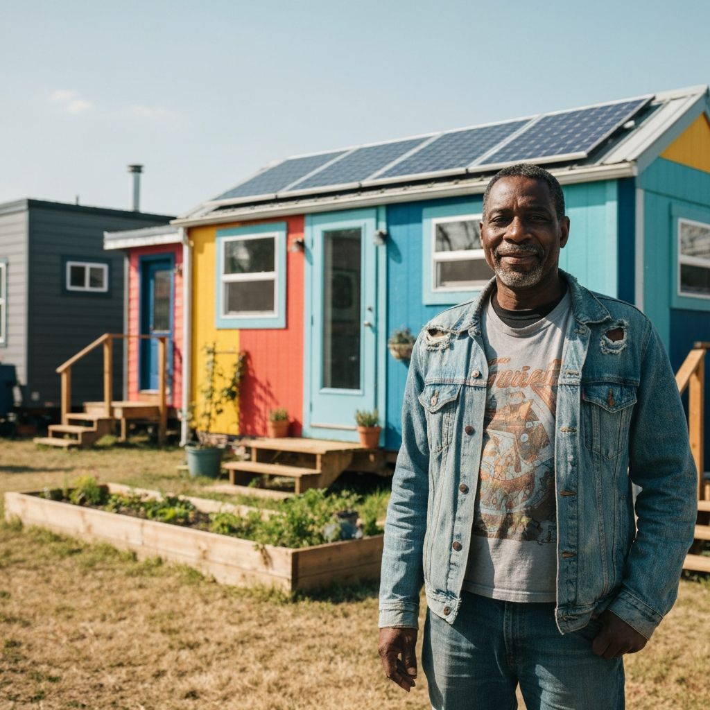 Detroit community member with tiny homes